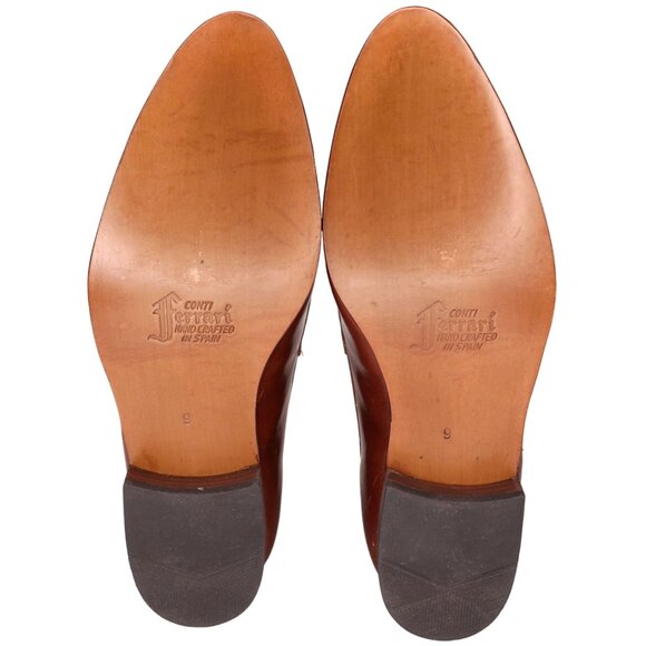 New Vintage Conti Ferrari Men\'s 9 Brown Leather Handcrafted Dress Shoes Loafers main image 9
